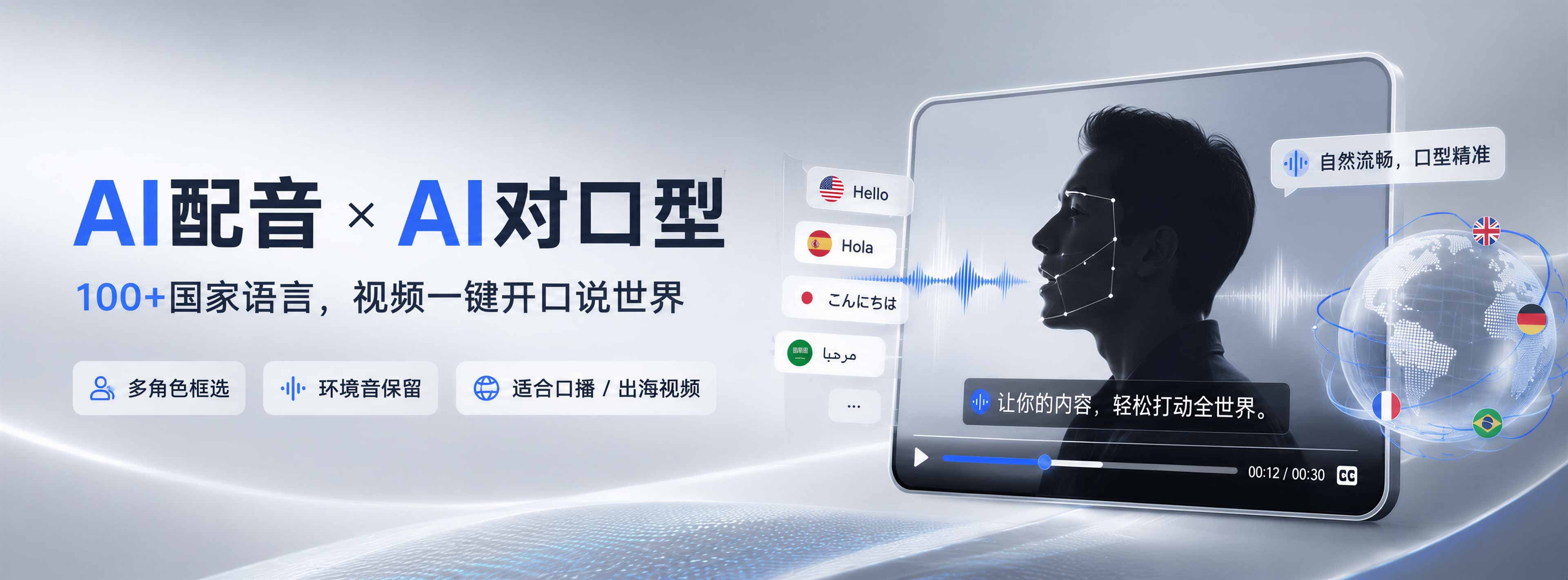 上传视频，智能配音对口型，点击进入在线创作